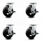 Service Caster 5 Inch Rubber on Cast Iron Swivel Caster Set with Roller Bearings and Brakes SCC-20S520-RSR-TLB-4 - alternate 1